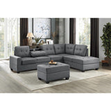 Maston Dark Gray Solid Wood Plywood Microfiber Fabric Upholstery 2-Piece Reversible Sectional - Ella Furniture