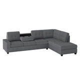 Maston Dark Gray Solid Wood Plywood Microfiber Fabric Upholstery 2-Piece Reversible Sectional - Ella Furniture