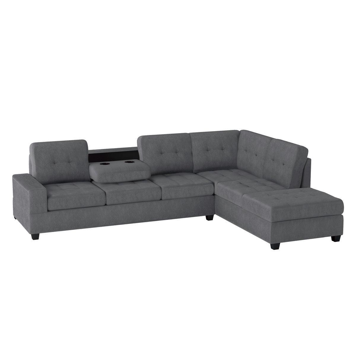 Maston Dark Gray Solid Wood Plywood Microfiber Fabric Upholstery 2-Piece Reversible Sectional - Ella Furniture