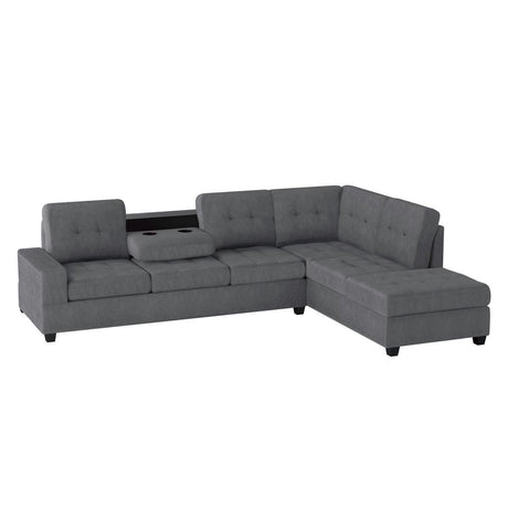 Maston Dark Gray Solid Wood Plywood Microfiber Fabric Upholstery 2-Piece Reversible Sectional - Ella Furniture