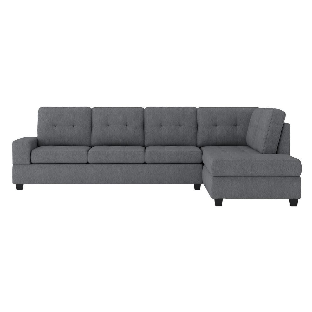 Maston Dark Gray Solid Wood Plywood Microfiber Fabric Upholstery 2-Piece Reversible Sectional - Ella Furniture