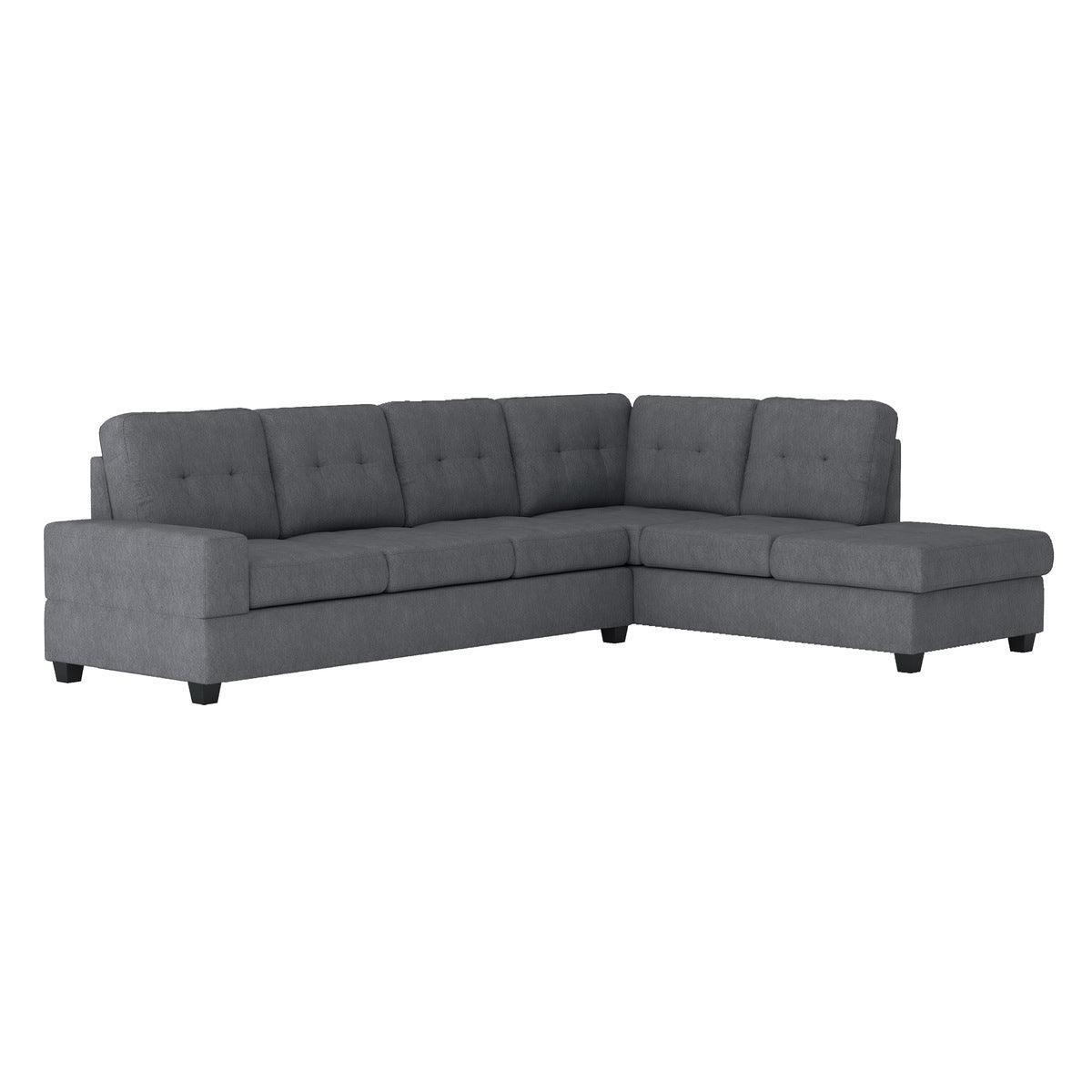 Maston Dark Gray Solid Wood Plywood Microfiber Fabric Upholstery 2-Piece Reversible Sectional - Ella Furniture