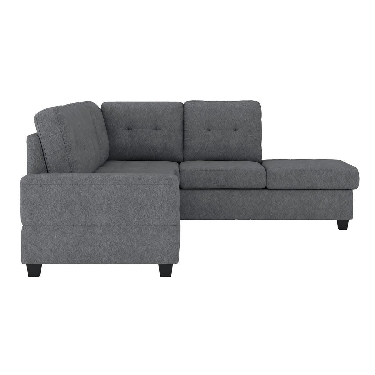 Maston Dark Gray Solid Wood Plywood Microfiber Fabric Upholstery 2-Piece Reversible Sectional - Ella Furniture