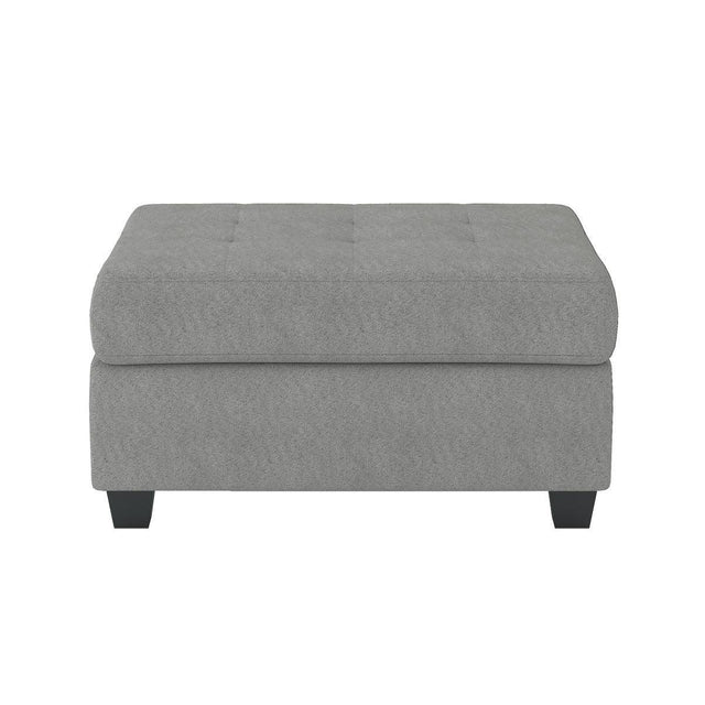 Maston Gray Solid Wood And Plywood Microfiber Fabric Upholstered Tufted Storage Ottoman - Ella Furniture