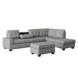 Maston Light Gray Solid Wood Plywood Microfiber Fabric Upholstery 2-Piece Reversible Sectional - Ella Furniture
