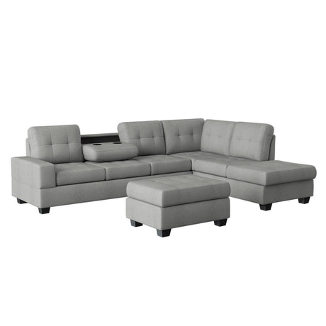 Maston Light Gray Solid Wood Plywood Microfiber Fabric Upholstery 2-Piece Reversible Sectional - Ella Furniture