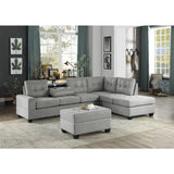 Maston Light Gray Solid Wood Plywood Microfiber Fabric Upholstery 2-Piece Reversible Sectional - Ella Furniture