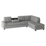 Maston Light Gray Solid Wood Plywood Microfiber Fabric Upholstery 2-Piece Reversible Sectional - Ella Furniture