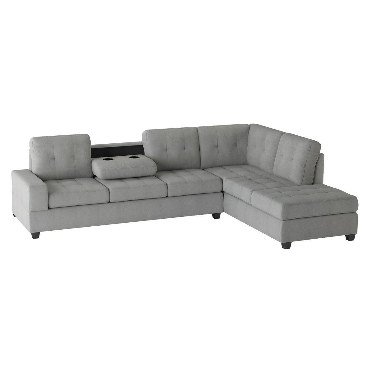 Maston Light Gray Solid Wood Plywood Microfiber Fabric Upholstery 2-Piece Reversible Sectional - Ella Furniture