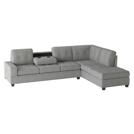 Maston Light Gray Solid Wood Plywood Microfiber Fabric Upholstery 2-Piece Reversible Sectional - Ella Furniture