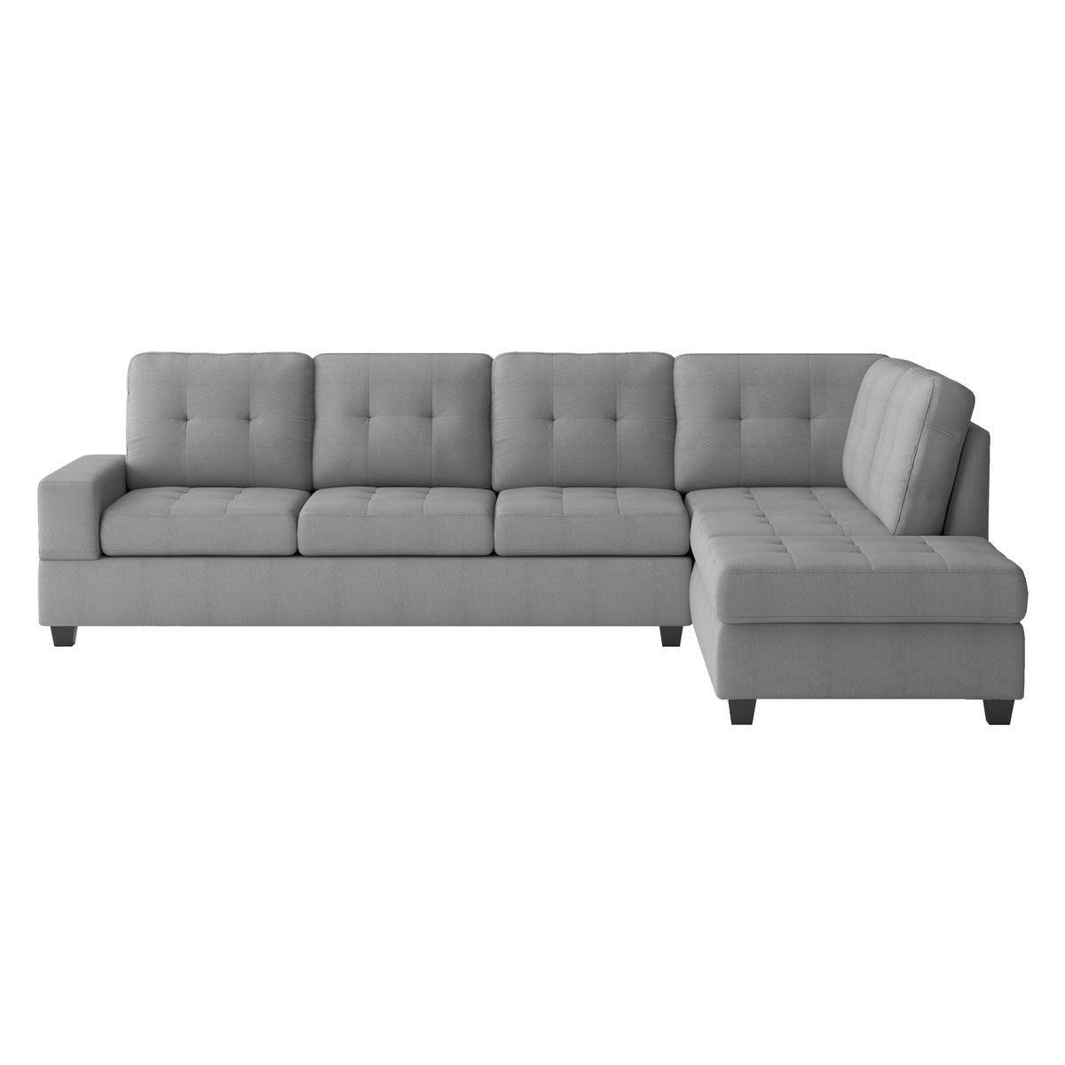Maston Light Gray Solid Wood Plywood Microfiber Fabric Upholstery 2-Piece Reversible Sectional - Ella Furniture