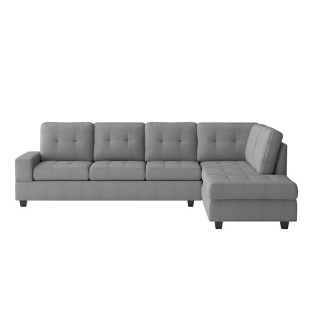 Maston Gray Microfiber Fabric Upholstery 2-Piece Reversible Sectional With Drop-down Cup Holders - Ella Furniture