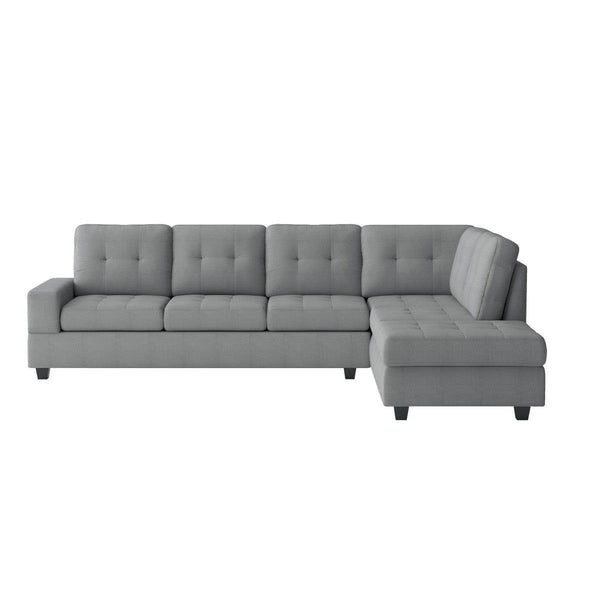 Maston Gray Microfiber Fabric Upholstery 2-Piece Reversible Sectional With Drop-down Cup Holders - Ella Furniture