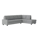 Maston Gray Microfiber Fabric Upholstery 2-Piece Reversible Sectional With Drop-down Cup Holders - Ella Furniture