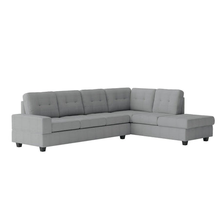 Maston Gray Microfiber Fabric Upholstery 2-Piece Reversible Sectional With Drop-down Cup Holders - Ella Furniture