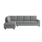 Maston Gray Microfiber Fabric Upholstery 2-Piece Reversible Sectional With Drop-down Cup Holders - Ella Furniture