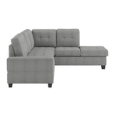Maston Light Gray Solid Wood Plywood Microfiber Fabric Upholstery 2-Piece Reversible Sectional - Ella Furniture