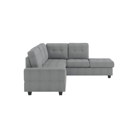 Maston Gray Microfiber Fabric Upholstery 2-Piece Reversible Sectional With Drop-down Cup Holders - Ella Furniture