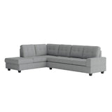 Maston Gray Microfiber Fabric Upholstery 2-Piece Reversible Sectional With Drop-down Cup Holders - Ella Furniture