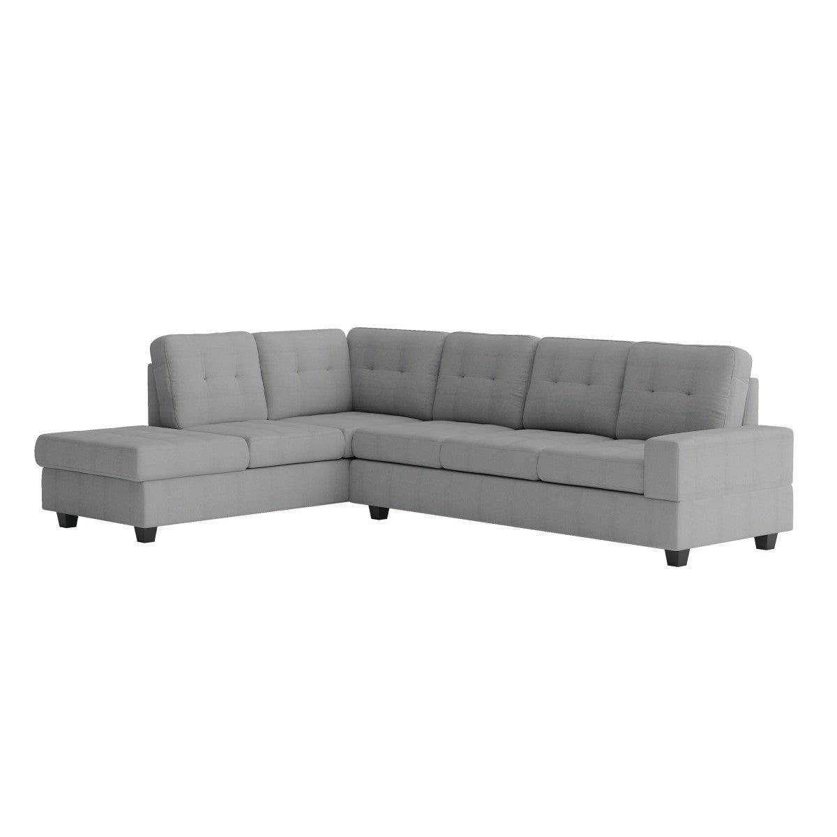 Maston Gray Microfiber Fabric Upholstery 2-Piece Reversible Sectional With Drop-down Cup Holders - Ella Furniture