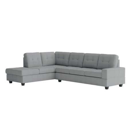 Maston Gray Microfiber Fabric Upholstery 2-Piece Reversible Sectional With Drop-down Cup Holders - Ella Furniture