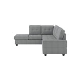 Maston Gray Microfiber Fabric Upholstery 2-Piece Reversible Sectional With Drop-down Cup Holders - Ella Furniture