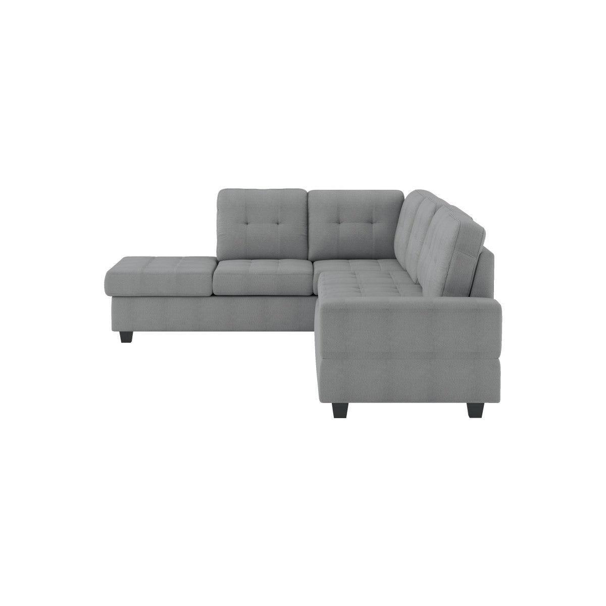 Maston Gray Microfiber Fabric Upholstery 2-Piece Reversible Sectional With Drop-down Cup Holders - Ella Furniture