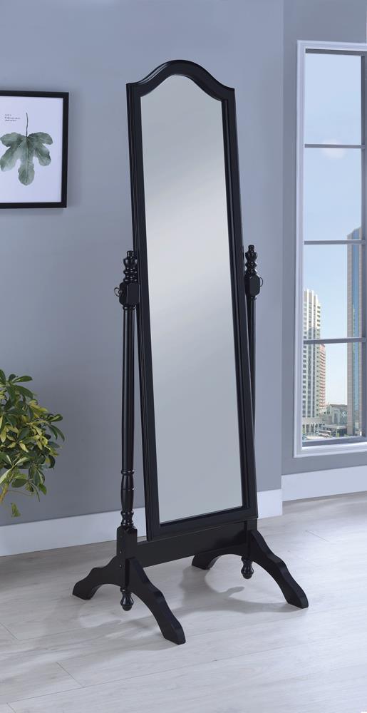 Cabot Rectangular Cheval Mirror With Arched Top Black - Ella Furniture