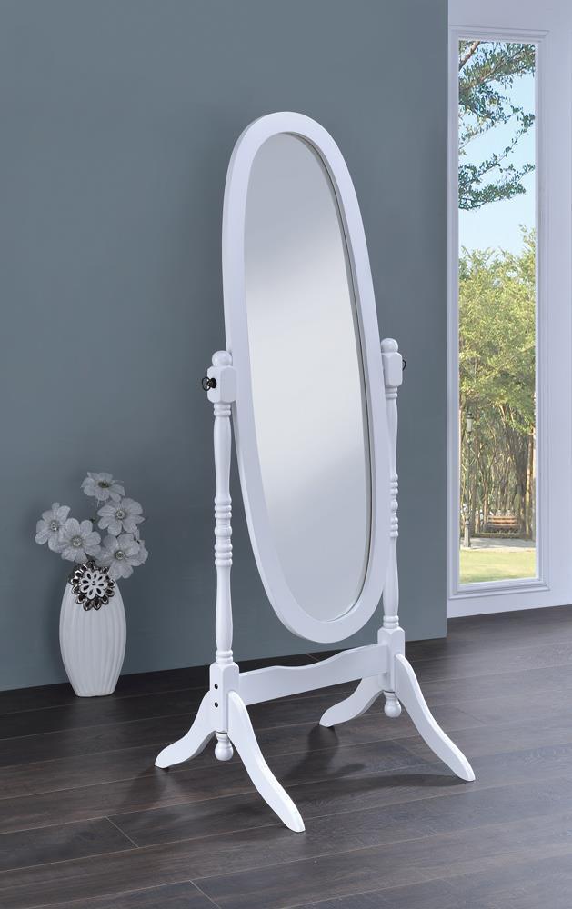 Foyet Oval Cheval Mirror White - Ella Furniture