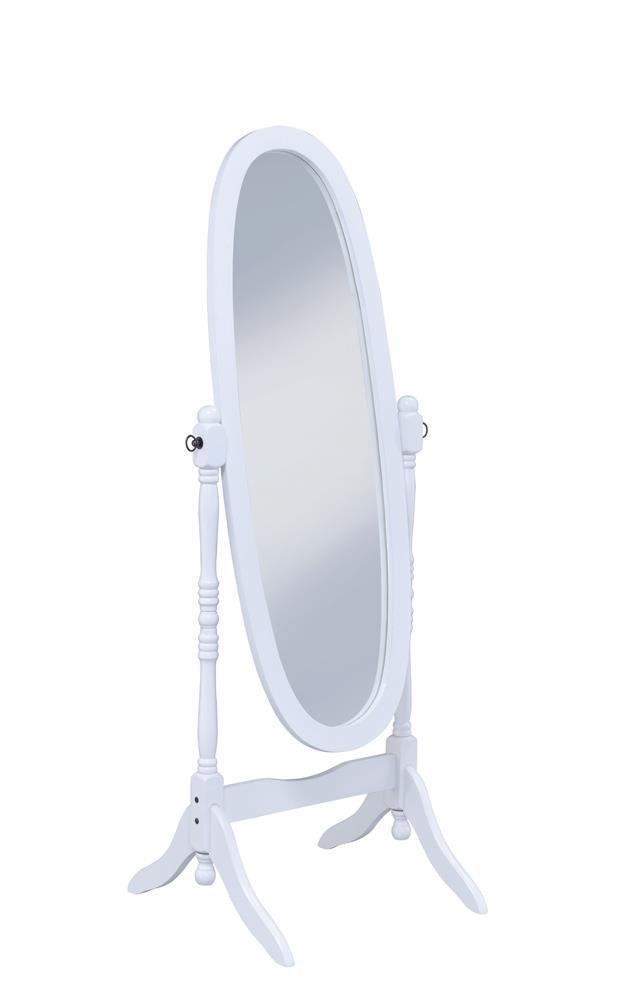 Foyet Oval Cheval Mirror White - Ella Furniture