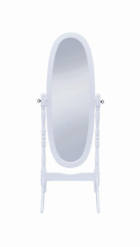 Foyet Oval Cheval Mirror White - Ella Furniture