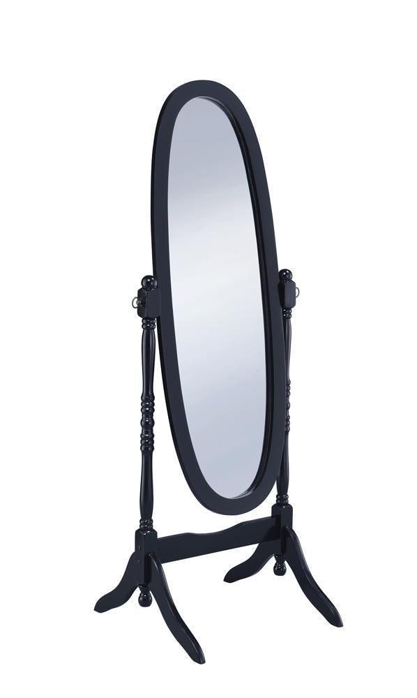 Foyet Oval Cheval Mirror Black - Ella Furniture