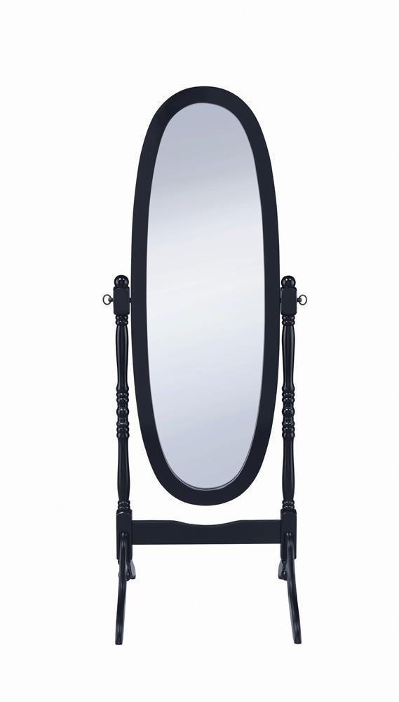 Foyet Oval Cheval Mirror Black - Ella Furniture