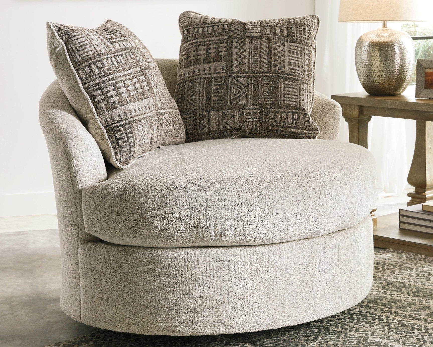 Soletren Stone Chenille Accent Chair - Ella Furniture