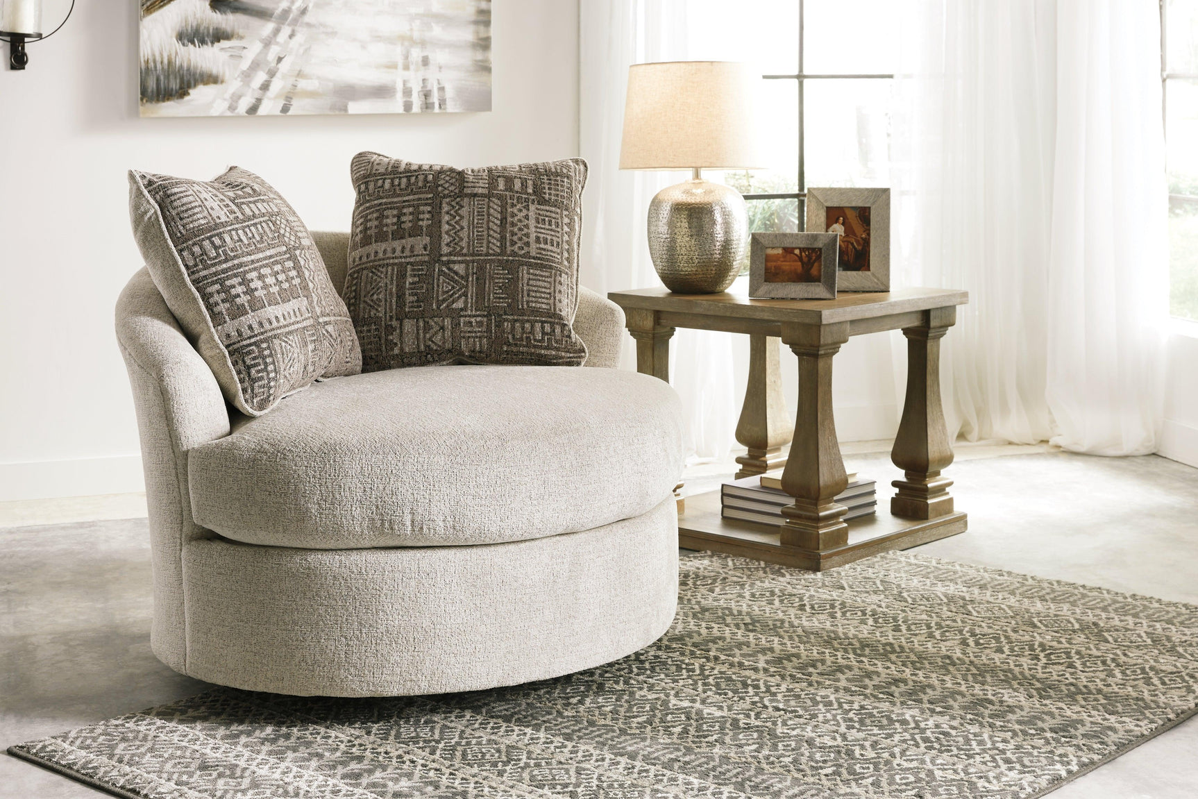 Soletren Stone Chenille Accent Chair - Ella Furniture