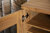 Bristol Metal Mesh Door Accent Cabinet Golden Oak - Ella Furniture
