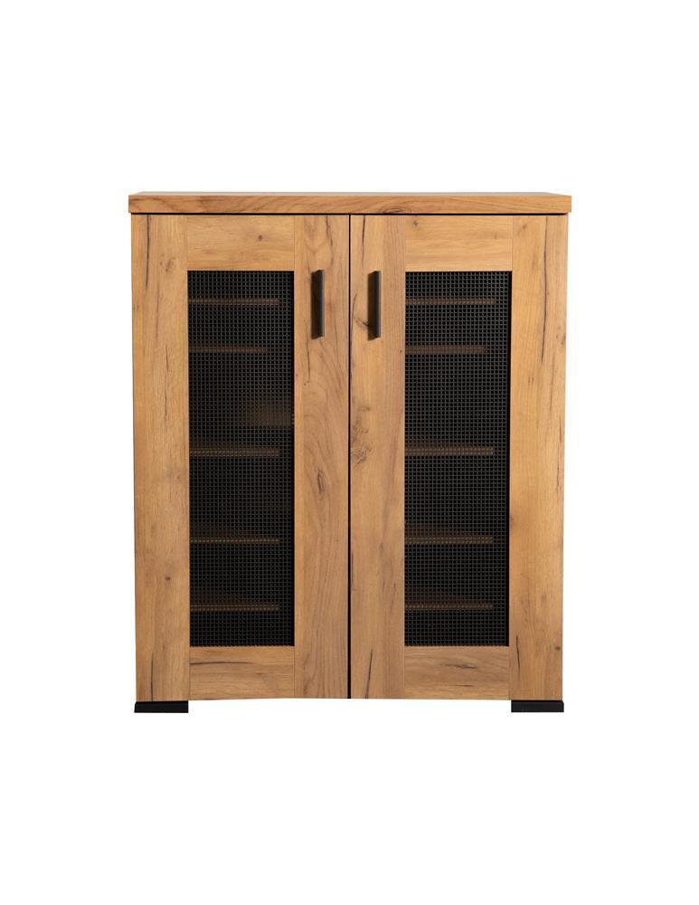 Bristol Metal Mesh Door Accent Cabinet Golden Oak - Ella Furniture