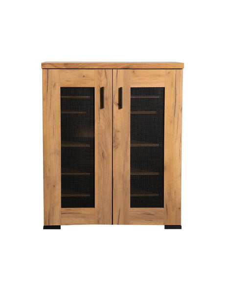 Bristol Metal Mesh Door Accent Cabinet Golden Oak - Ella Furniture