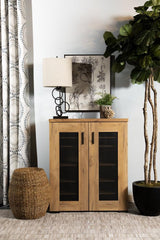 Bristol Metal Mesh Door Accent Cabinet Golden Oak - Ella Furniture