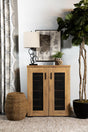 Bristol Metal Mesh Door Accent Cabinet Golden Oak - Ella Furniture
