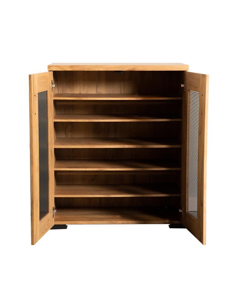Bristol Metal Mesh Door Accent Cabinet Golden Oak - Ella Furniture