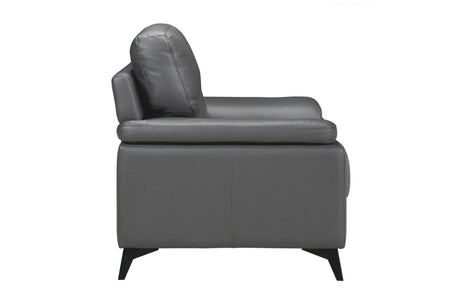 Mischa Dark Gray Solid Wood And Plywood Top Grain Leather Upholstery 2Pc Set: Sofa, Love - Ella Furniture