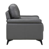 Mischa Dark Gray Solid Wood And Plywood Top Grain Lether Faux Leather Upholstery Chair - Ella Furniture