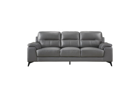 Mischa Dark Gray Solid Wood And Plywood Top Grain Leather Upholstery 2Pc Set: Sofa, Love - Ella Furniture