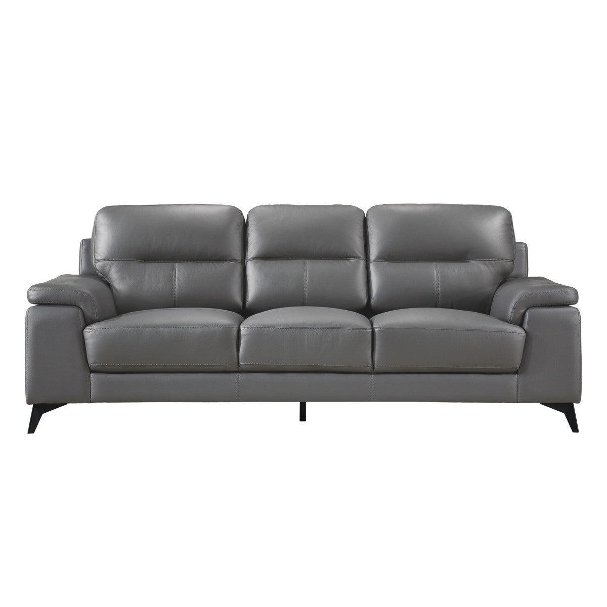 Mischa Dark Gray 100% Top Grain Leather Where The Body Touches, All Else Faux Leather Sofa - Ella Furniture