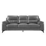 Mischa Dark Gray 100% Top Grain Leather Where The Body Touches, All Else Faux Leather Sofa - Ella Furniture