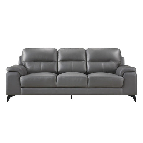 Mischa Dark Gray 100% Top Grain Leather Where The Body Touches, All Else Faux Leather Sofa - Ella Furniture