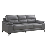 Mischa Dark Gray 100% Top Grain Leather Where The Body Touches, All Else Faux Leather Sofa - Ella Furniture