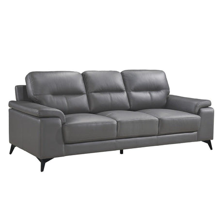 Mischa Dark Gray 100% Top Grain Leather Where The Body Touches, All Else Faux Leather Sofa - Ella Furniture