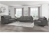 Mischa Dark Gray Solid Wood And Plywood Top Grain Leather Upholstery 2Pc Set: Sofa, Love - Ella Furniture